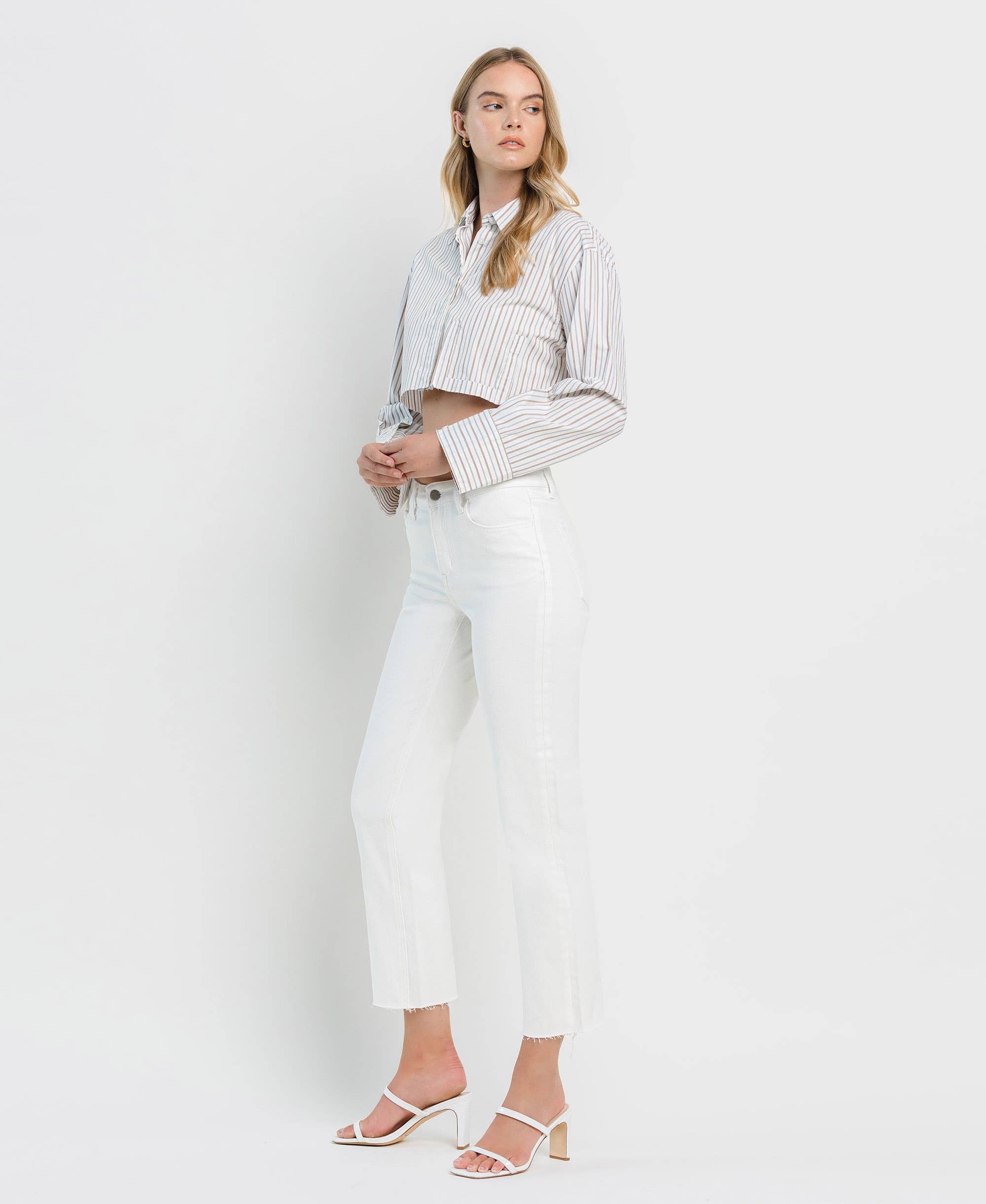Clean Cut Raw Hem Straight Jeans
