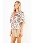Brown & Pink Floral Blouse