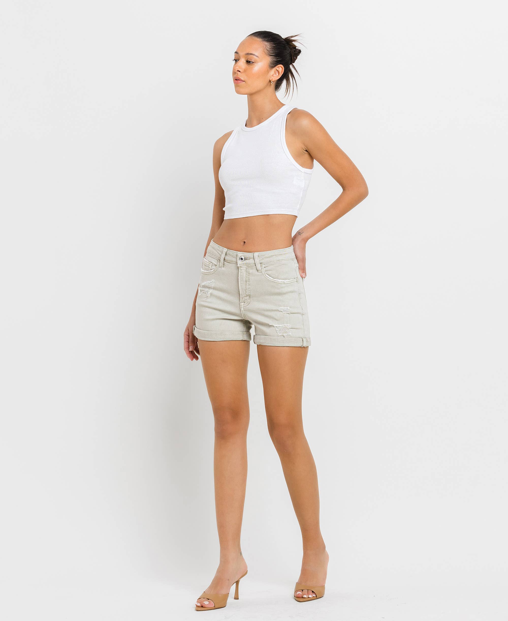 Sage Cuffed Denim Shorts