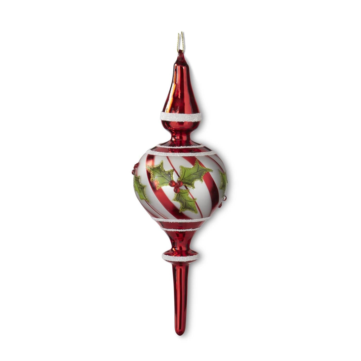 9 In. Striped Finial Ornament - Chatsworth Boutique