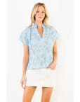 Blue Emb Floral Top