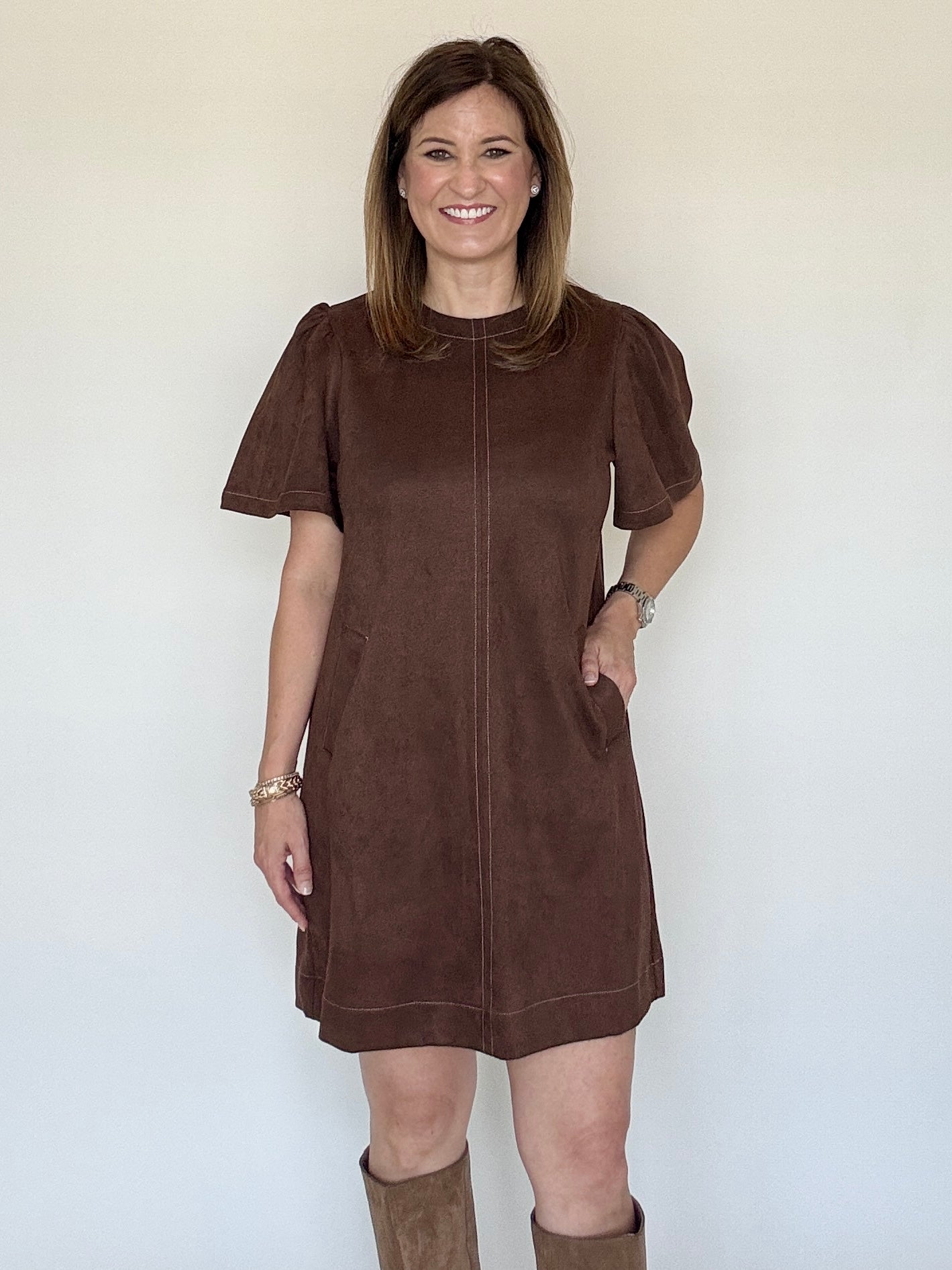 Chocolate Suede SS Dress