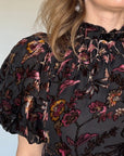 Puff Sleeve Velvet Blouse