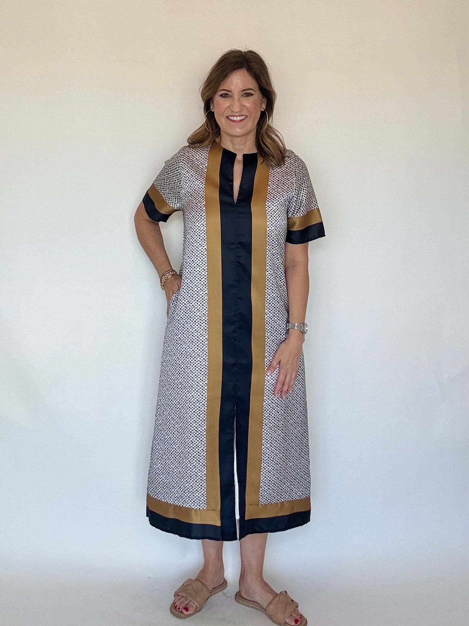 Silky Stripe Detail Maxi - THML