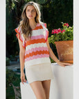 Rib Knit Flutter Sleeve Top