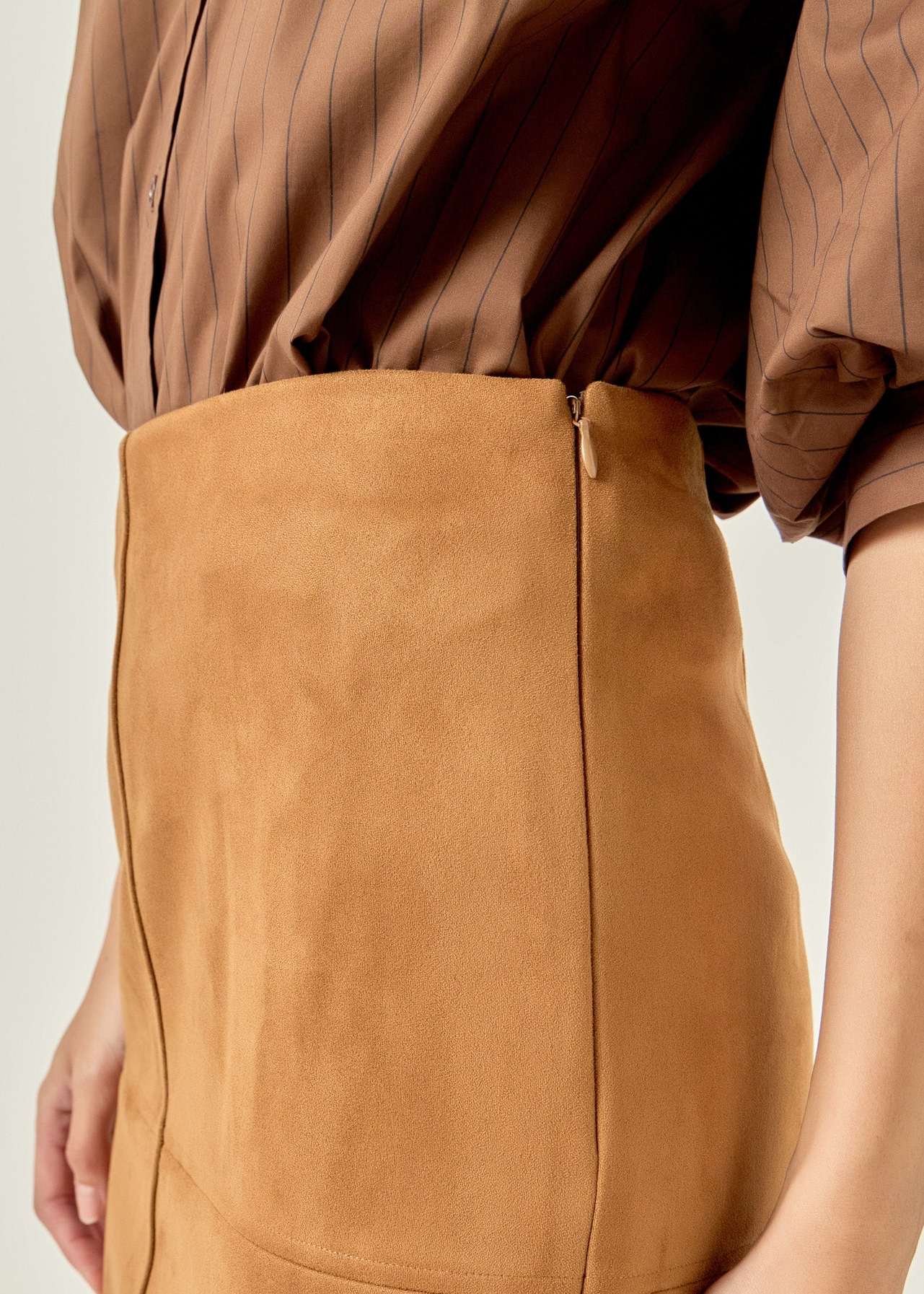Faux Suede Midi Skirt