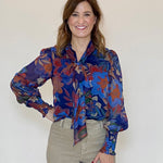 Tie Neck Long Sleeve Floral Blouse by Sugarlips - Chatsworth Boutique, Fairhope Alabama
