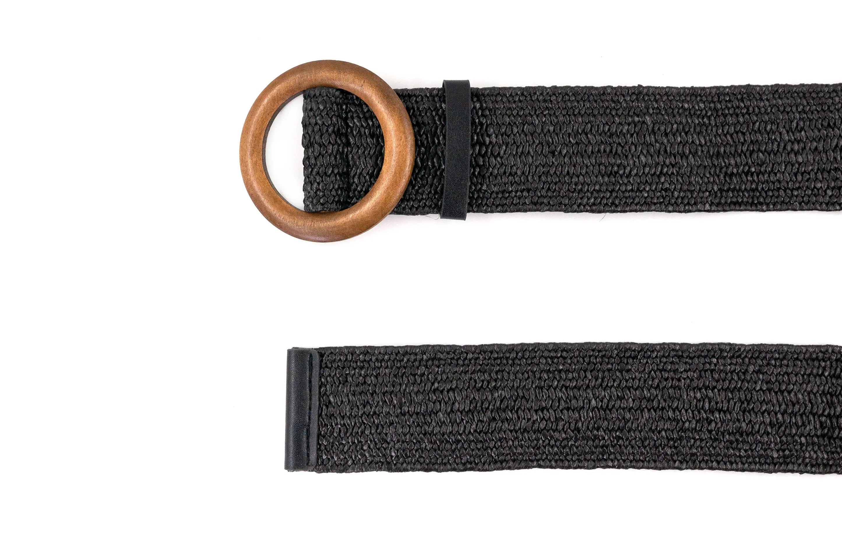 Elastic Belt Round Buckle Black