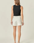 High Waist Twill Shorts