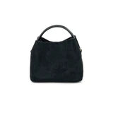Black handbag on a white background