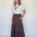 Chocolate Tiered Midi Skirt - THML