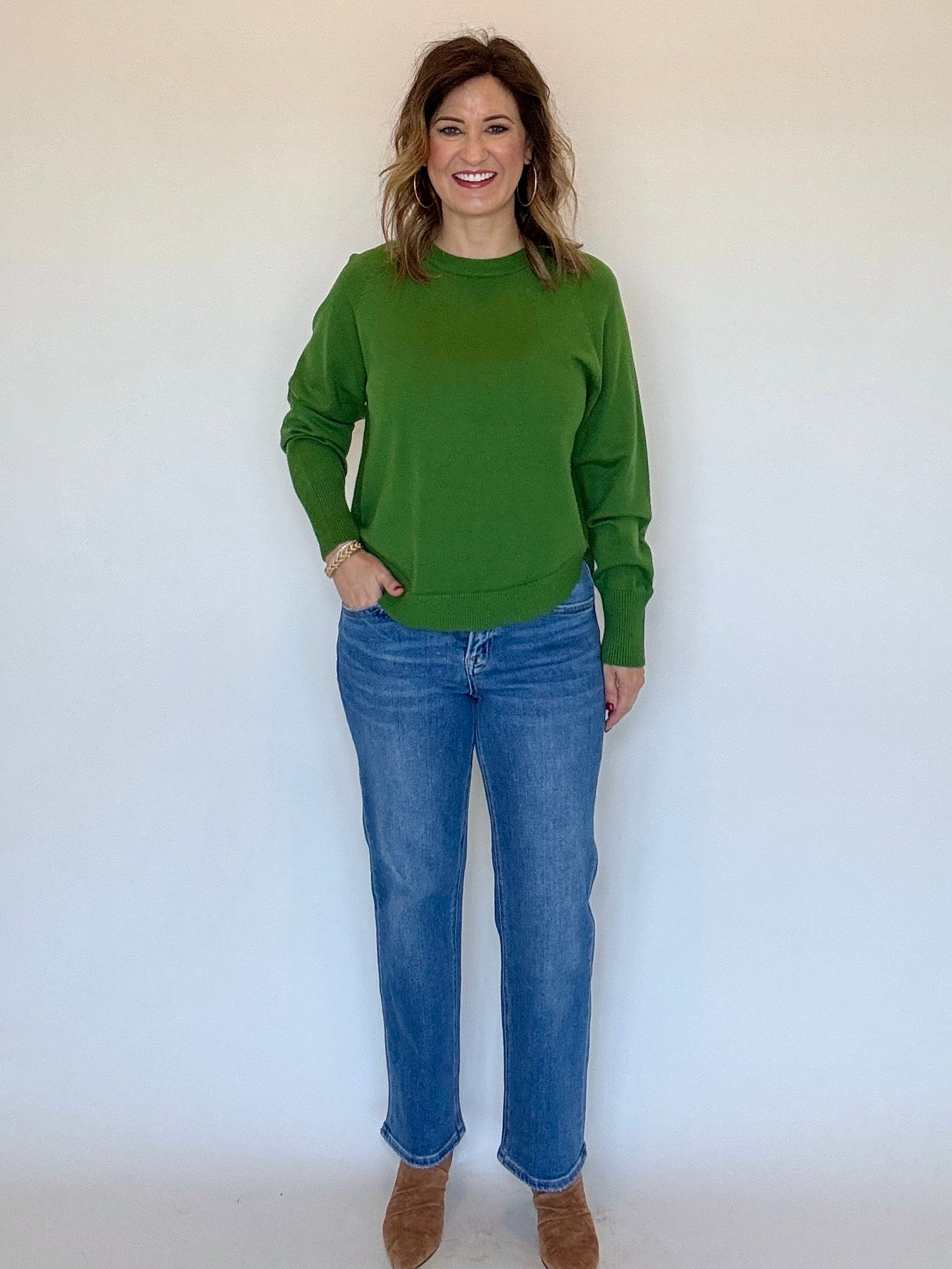 Raglan Mock Neck Green