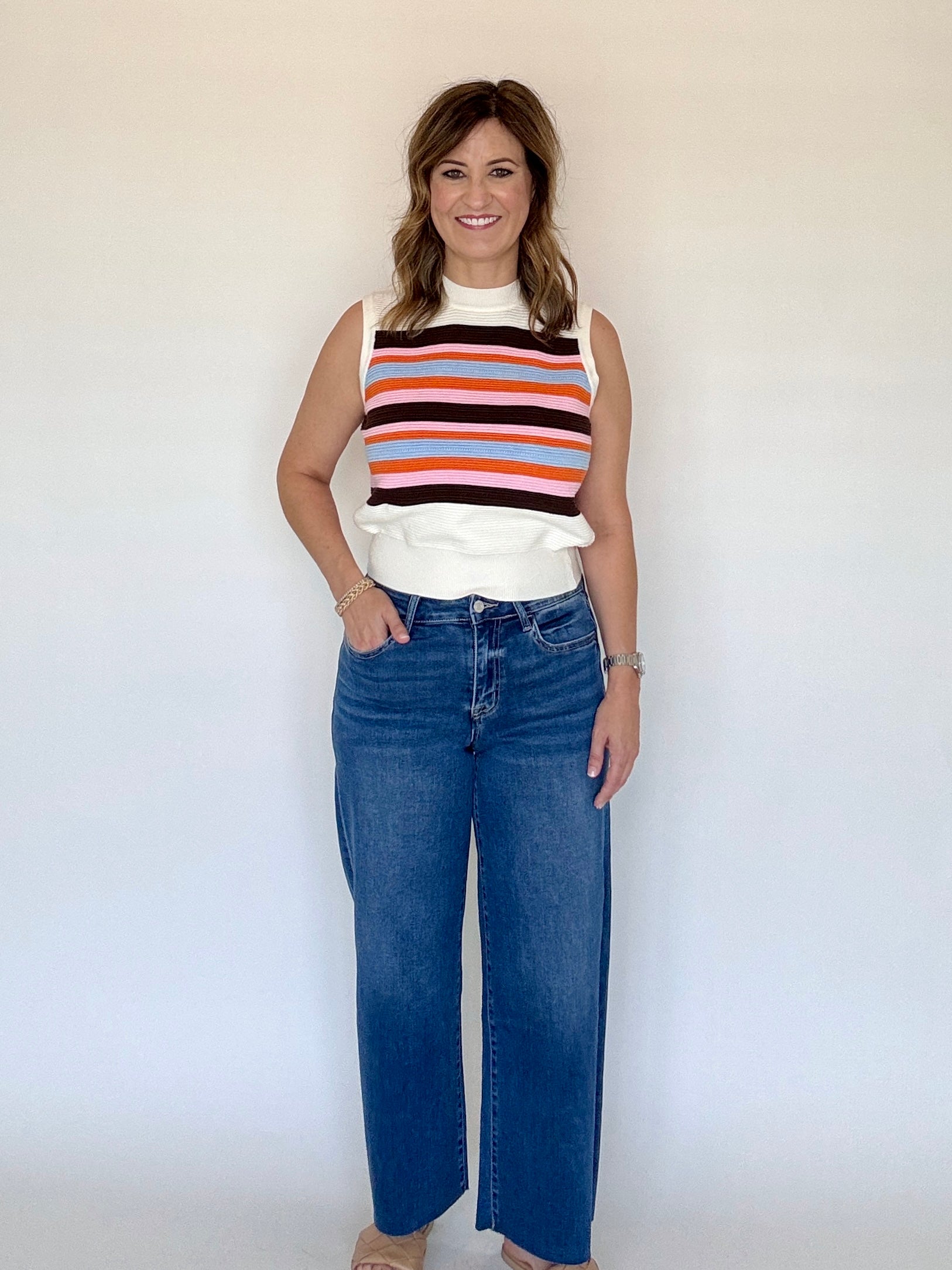 Stripe Sleeveless Knit Top - THML