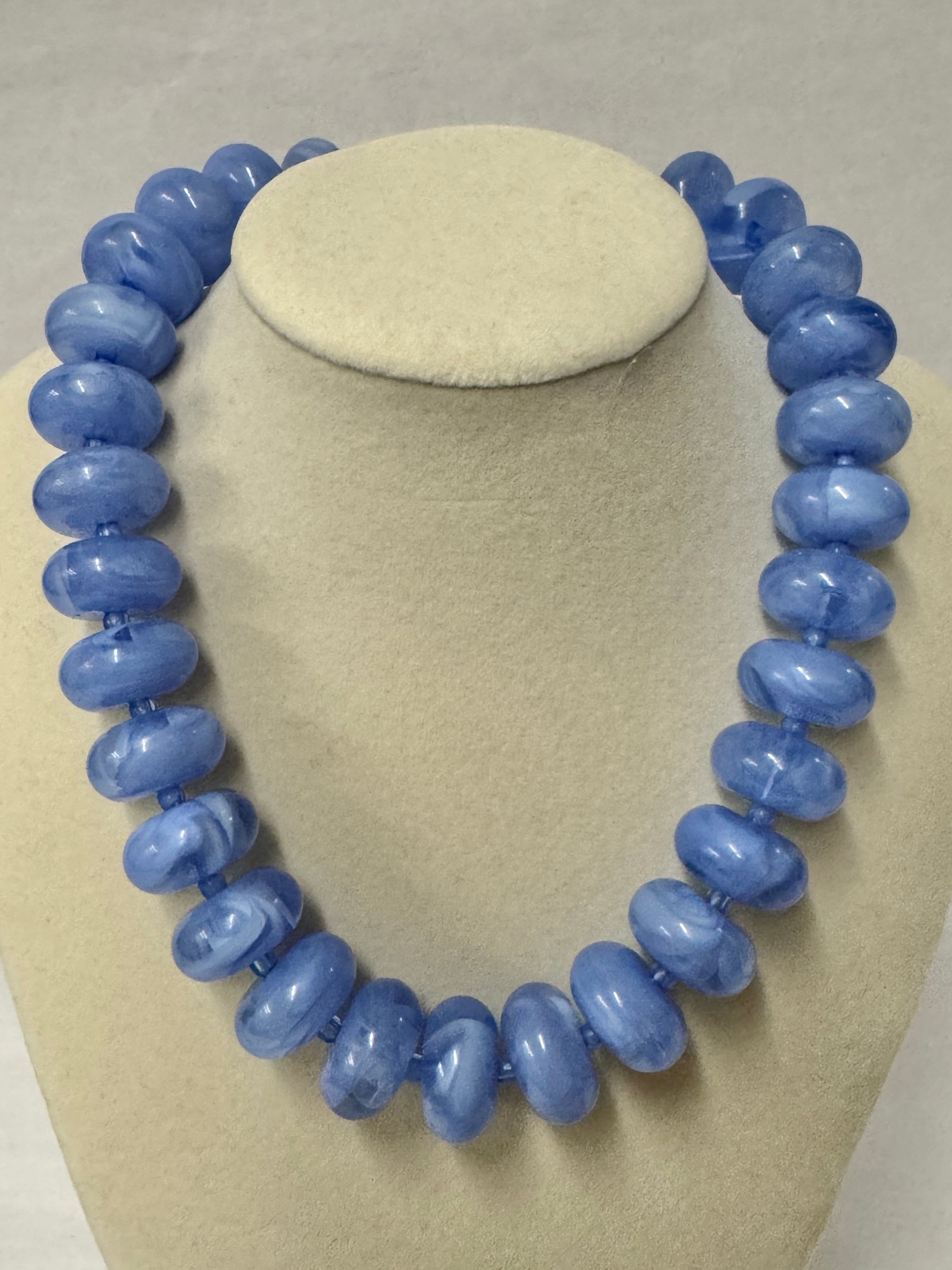 Chunky Beaded Necklace Blue