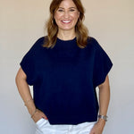 Solid Sweater Vest Blouse Navy - PINCH