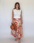 Red Multi Paneled Mini Skirt