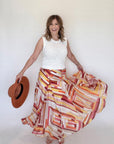 Red Multi Paneled Mini Skirt