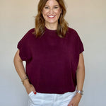 Solid Sweater Vest Blouse Eggplant - PINCH