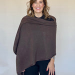 100% cashmere wrap in chocolate, detail - Chatsworth Boutique