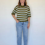 Stripe Contrast Neck Sweater - Entro
