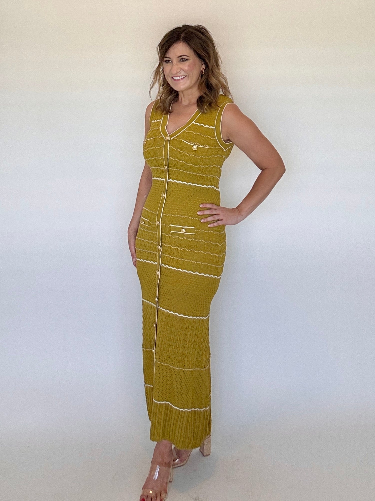 Knit V-Neck Maxi Dress