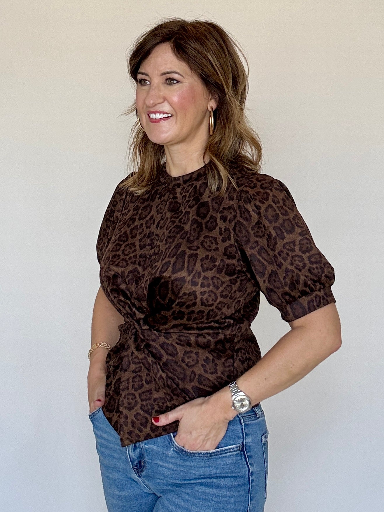 Animal Printed Twisted Blouse, Styled - THML