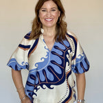 Navy/Powder Blue Blouse - THML