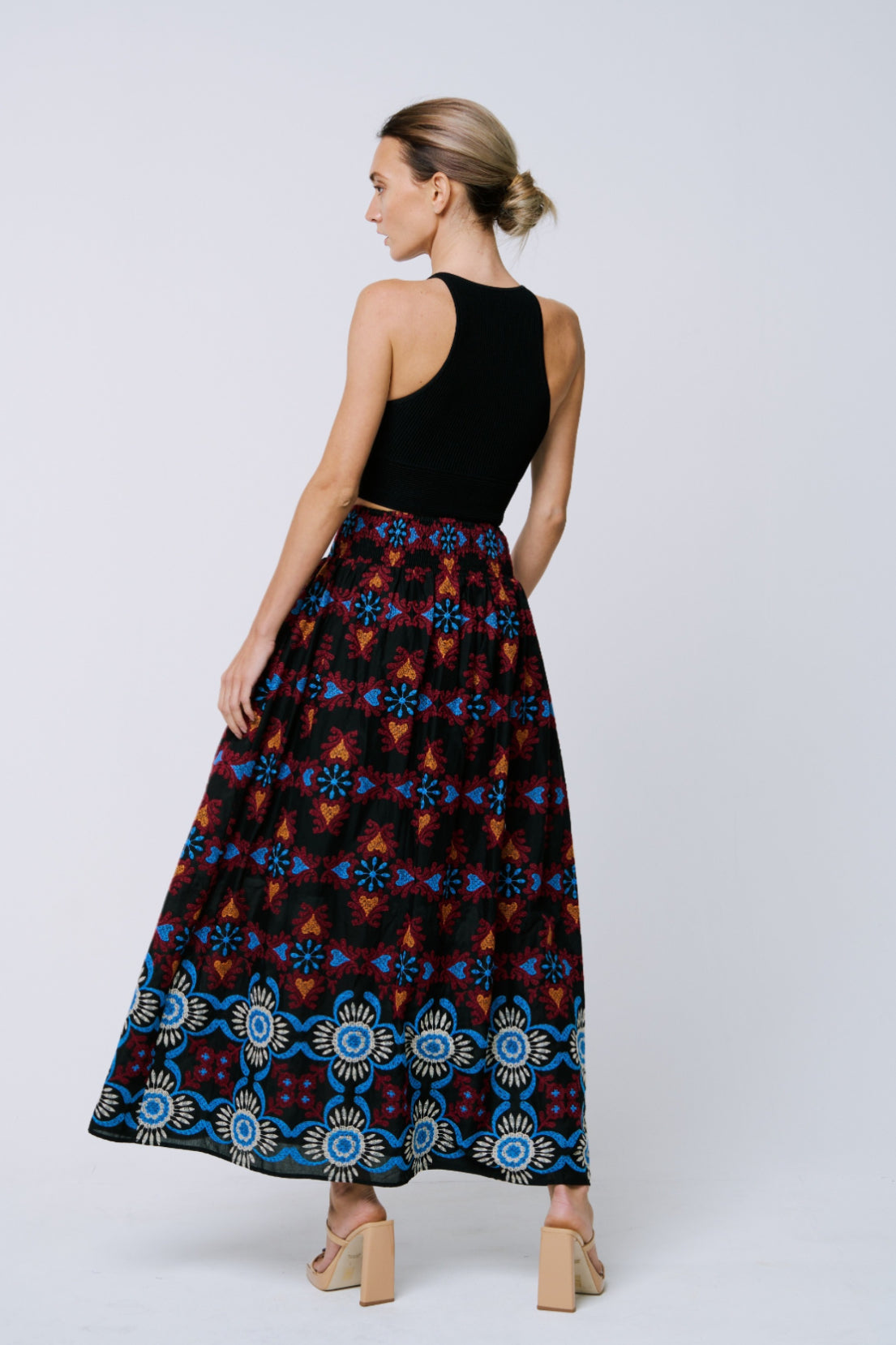 embroidered maxi festive fiesta skirt
