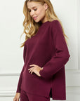 mock turtleneck long sleeve knit sweater
