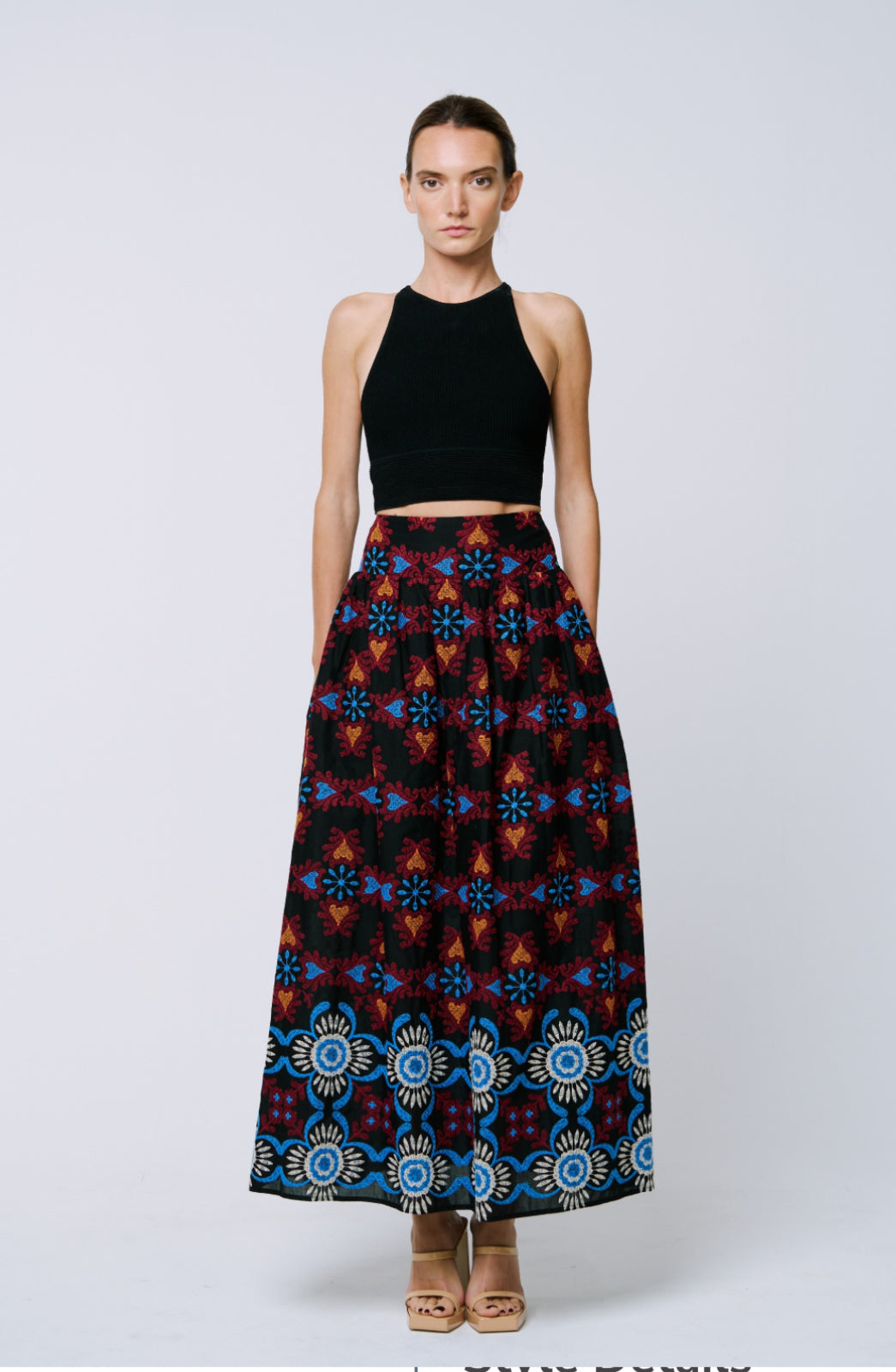 embroidered maxi festive fiesta skirt