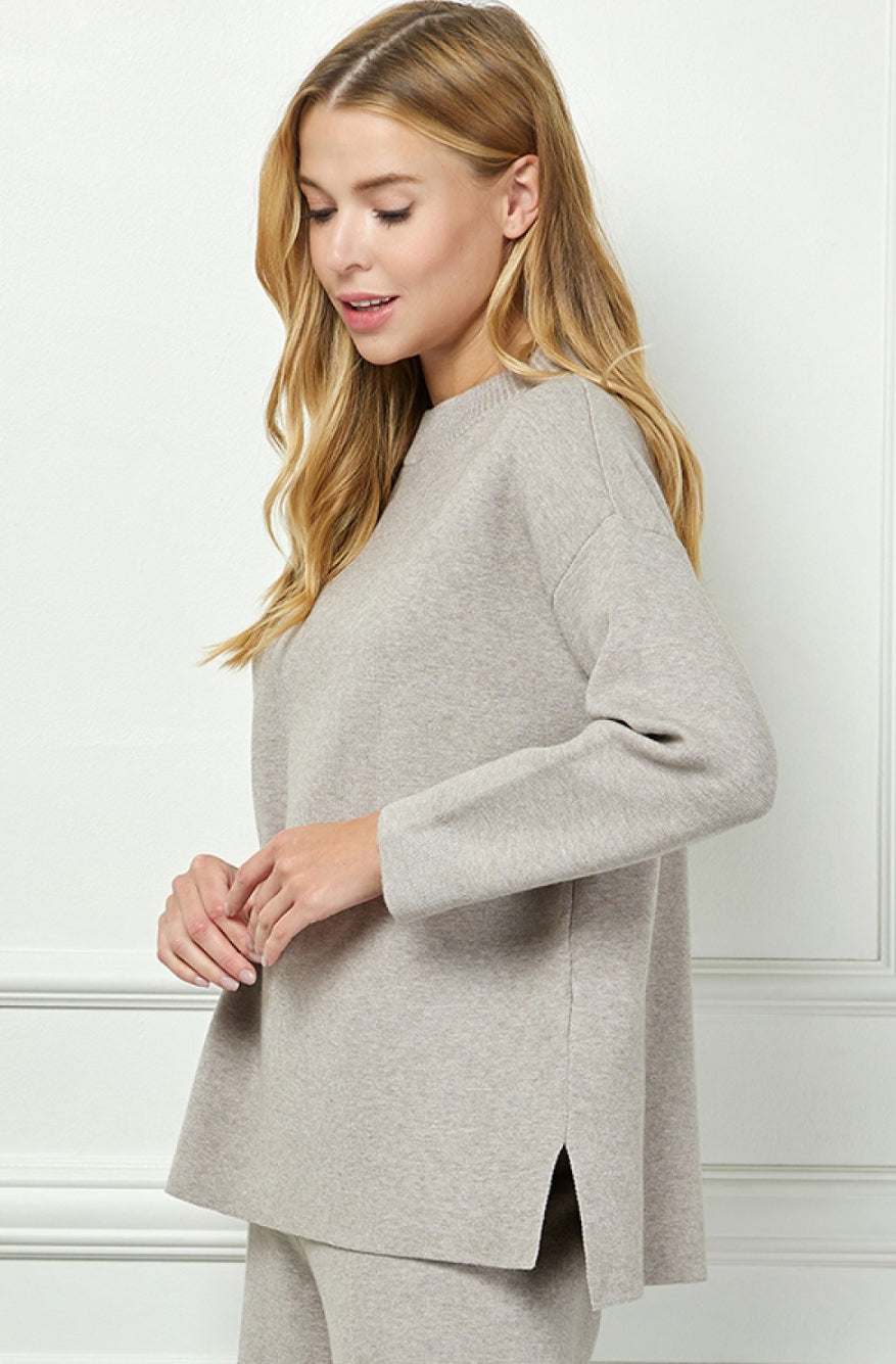 mock turtleneck long sleeve knit sweater
