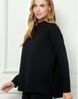 mock turtleneck long sleeve knit sweater