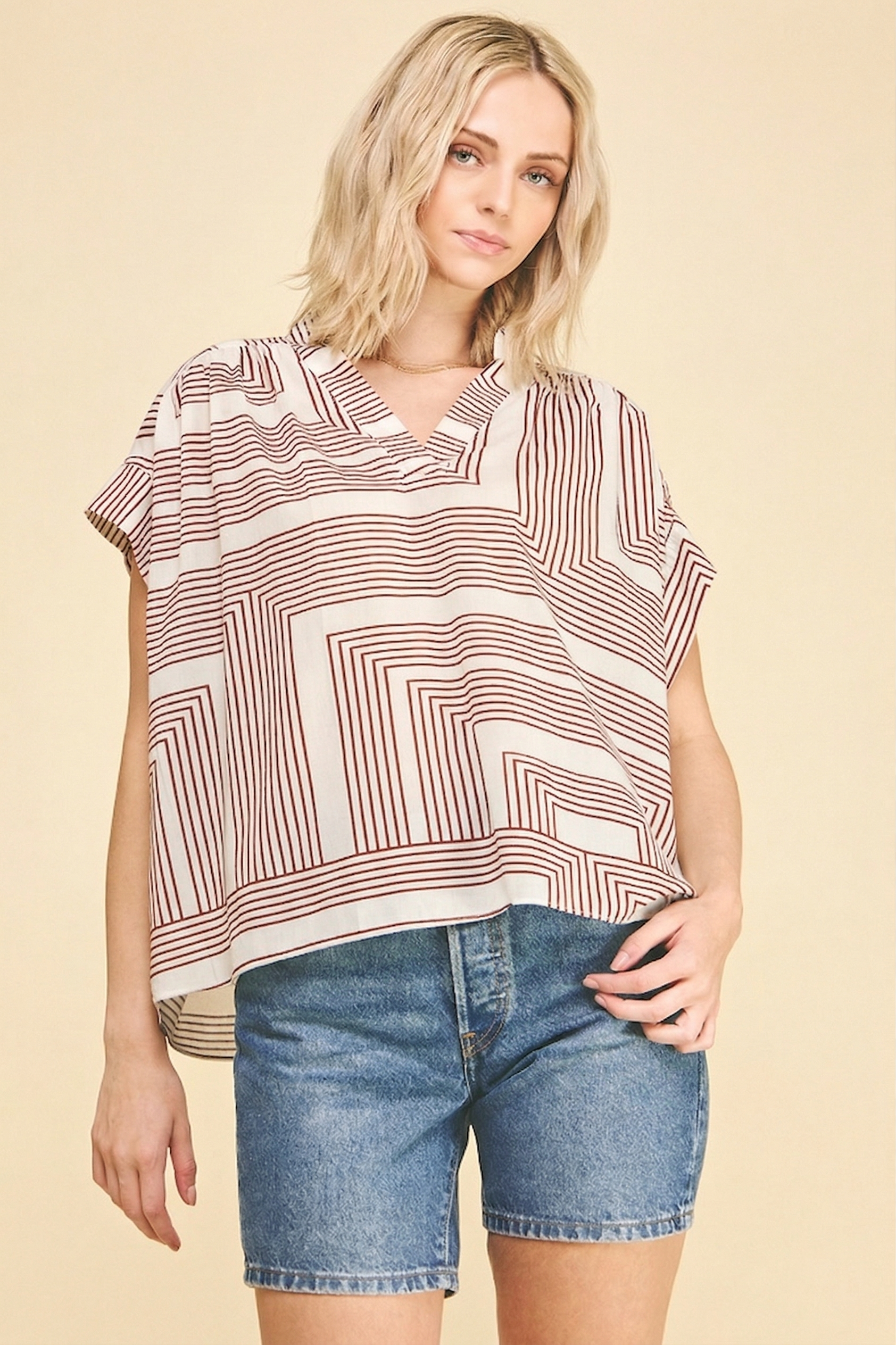 Red Geometric Blouse