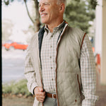 Quilt Vest Wheat Straw by Southern Casanova, styled on model - Chatsworth Boutique