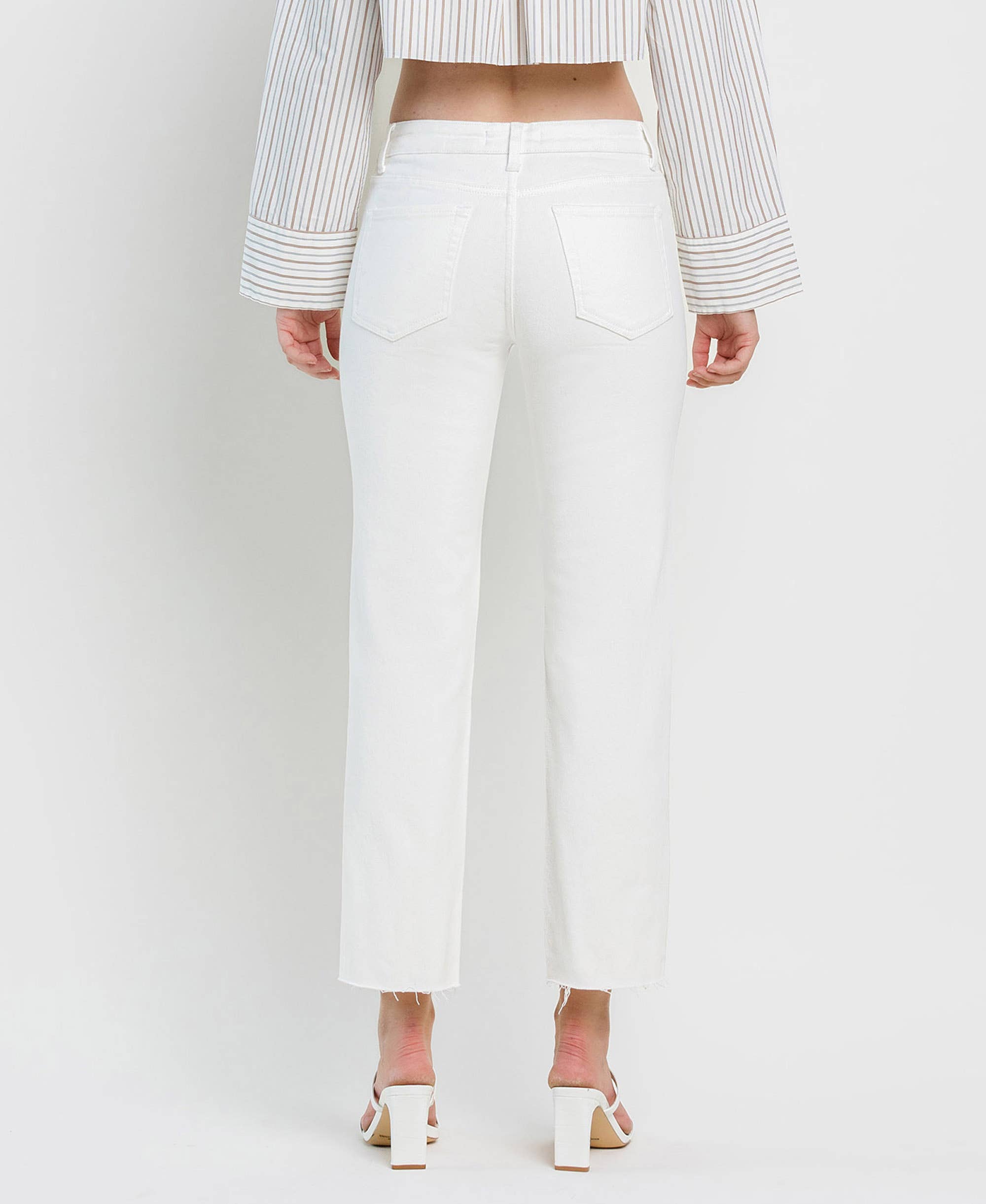 Clean Cut Raw Hem Straight Jeans