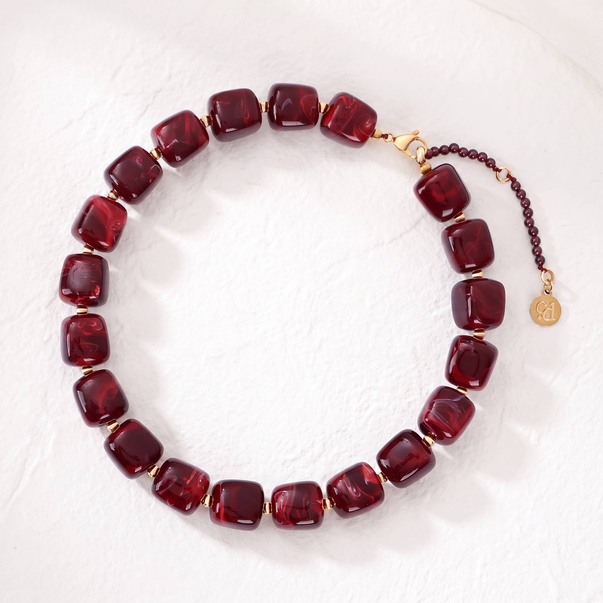 Chunky Square Bead Necklace Red by Cape Diablo - Chatsworth Boutique, Fairhope Alabama