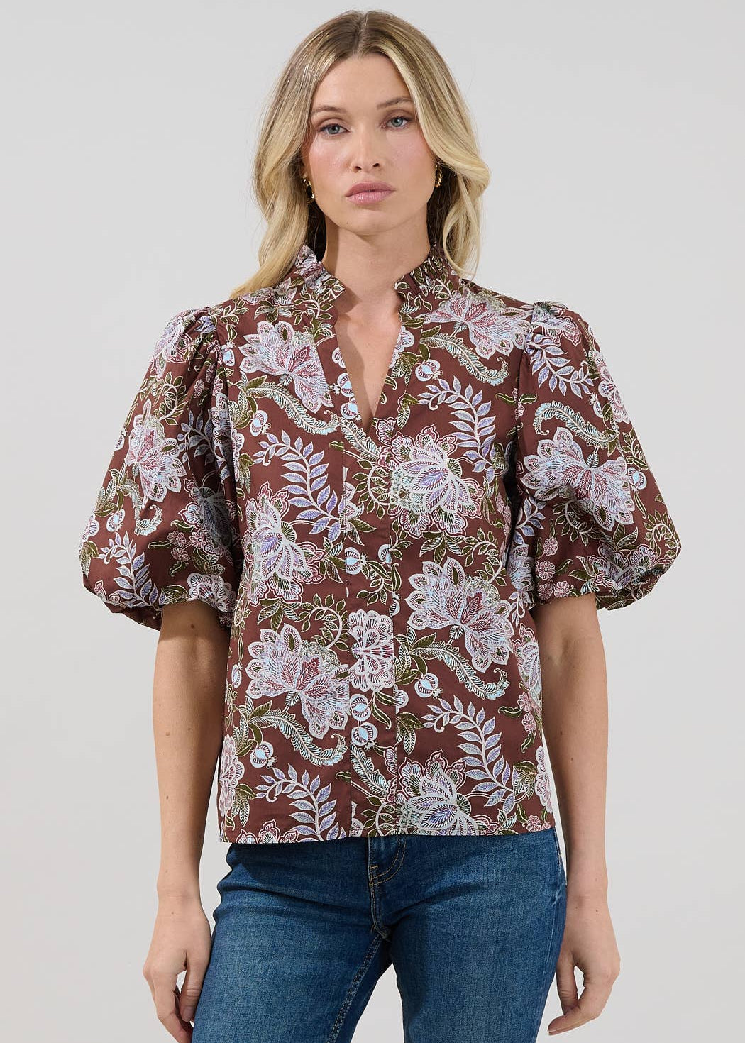 Pipa Bubble Sleeve Top Rustic