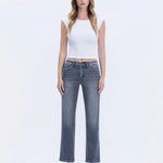 Mid Rise Grey Ankle Straight Jean, Detail - VERVET