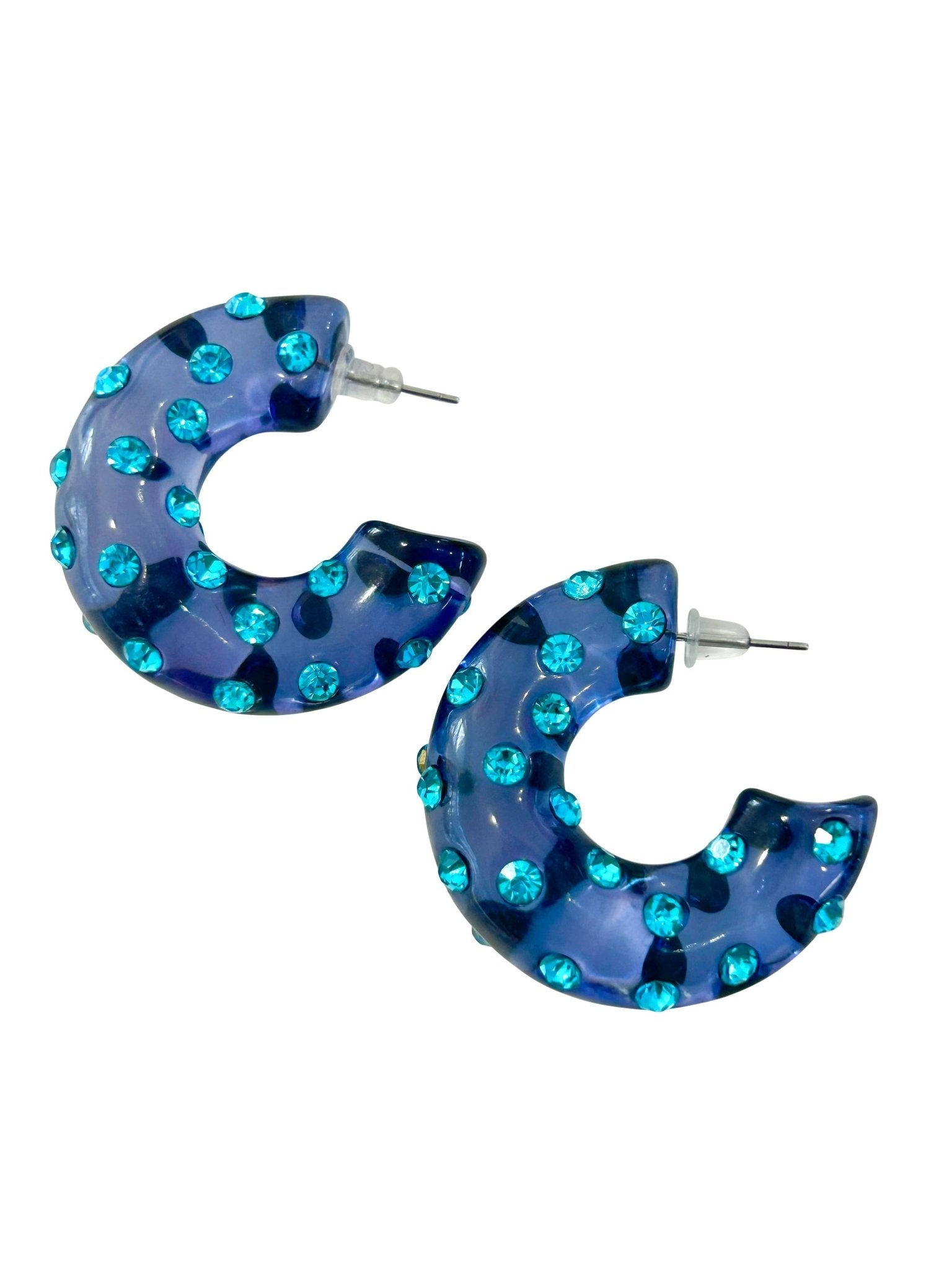 Aiden Gem Hoop Earrings - Blue - Chatsworth Boutique