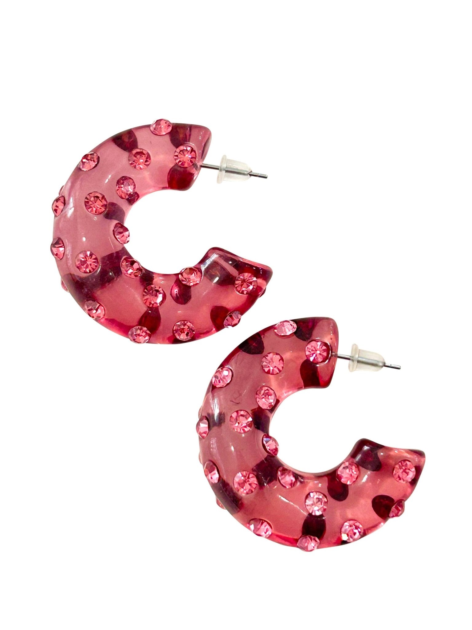 Aiden Gem Hoop Earrings - Hot Pink - Chatsworth Boutique