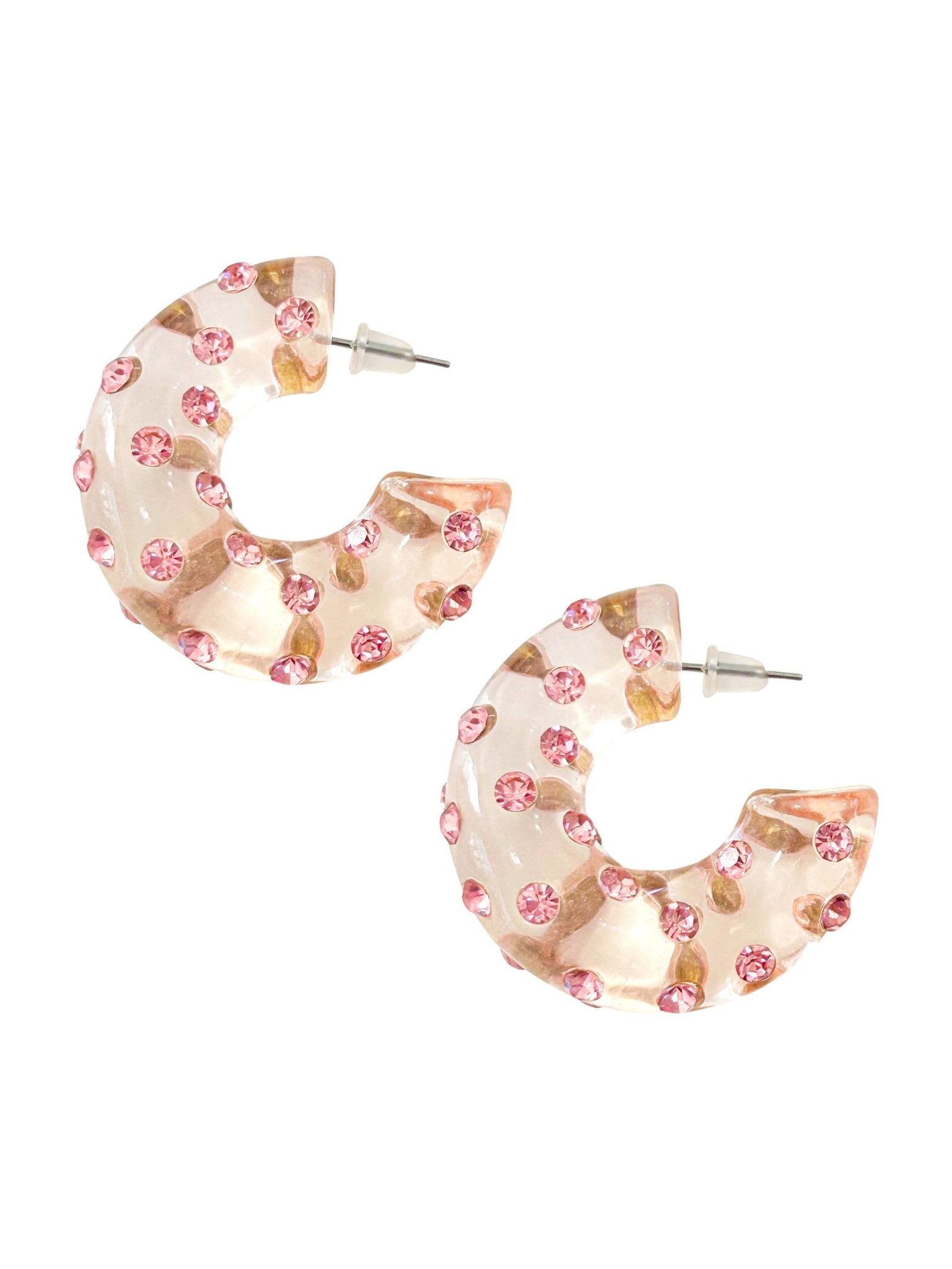 Aiden Gem Hoop Earrings - Light Pink - Chatsworth Boutique