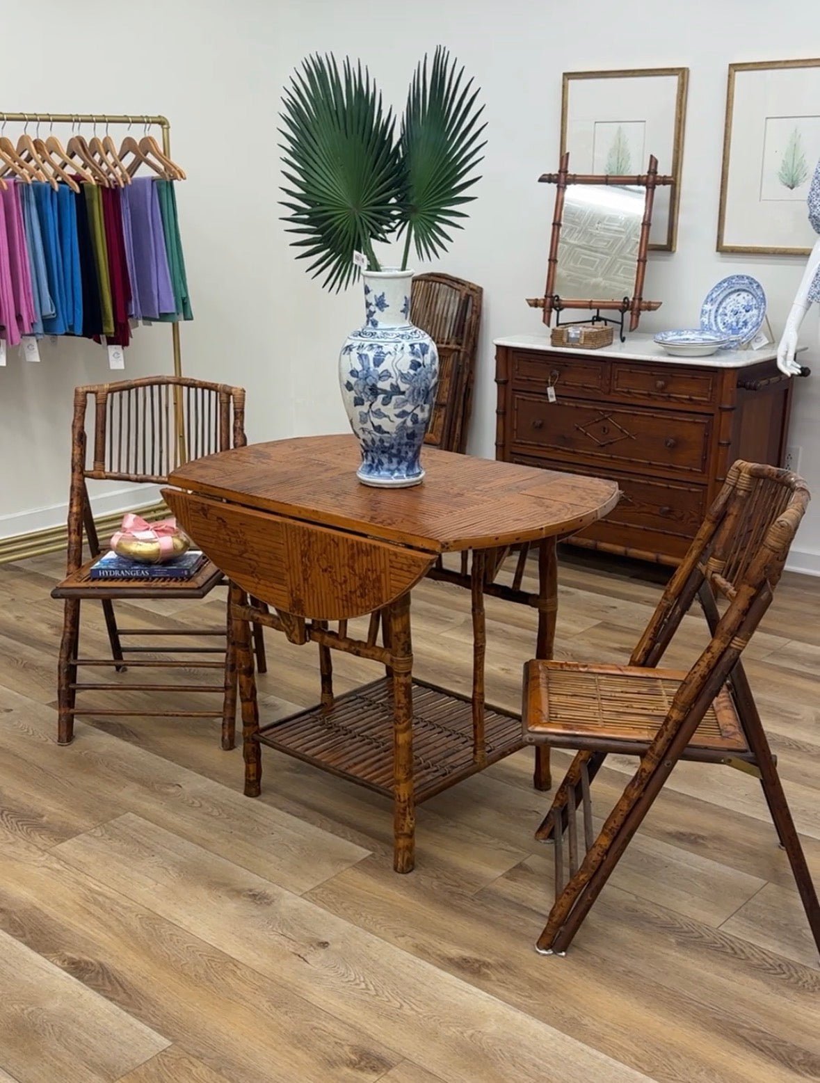 Antique Bamboo Table 4 Chairs - Chatsworth Boutique