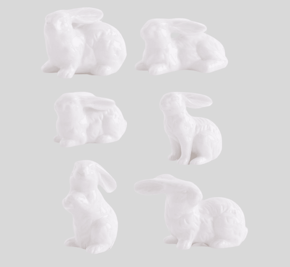 Assorted White Porcelain Bunnies - Chatsworth Boutique