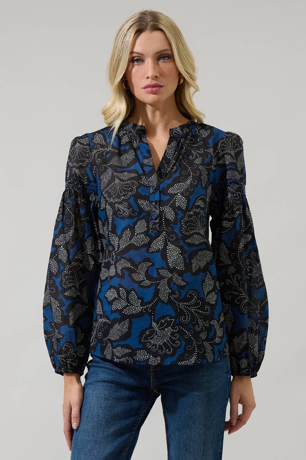 Aurina Floral Poplin Top - Chatsworth Boutique