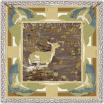 Brown Lily Pad Doe Silk Scarf, Austin Williams Art - detail view