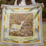 Brown Lily Pad Doe Silk Scarf, Austin Williams Art - full print