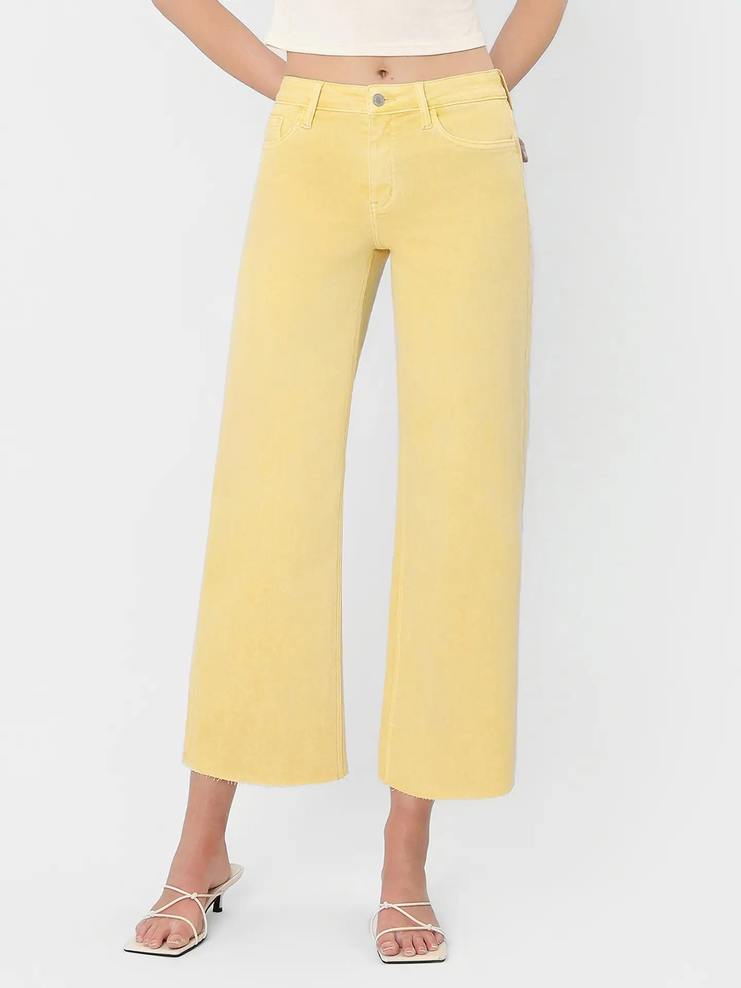 Yellow Wide Leg Crop