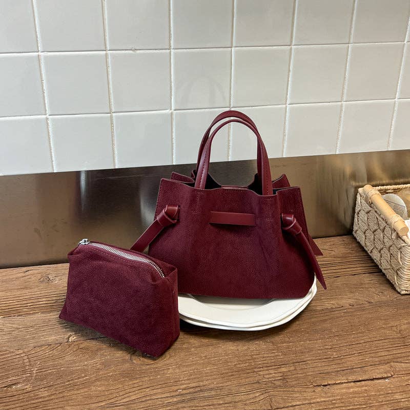 Suede Mini Trapeze Bag with Crossbody Strap, view 2