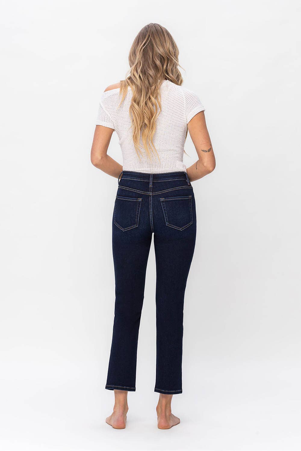 high rise ankle length slim jeans
