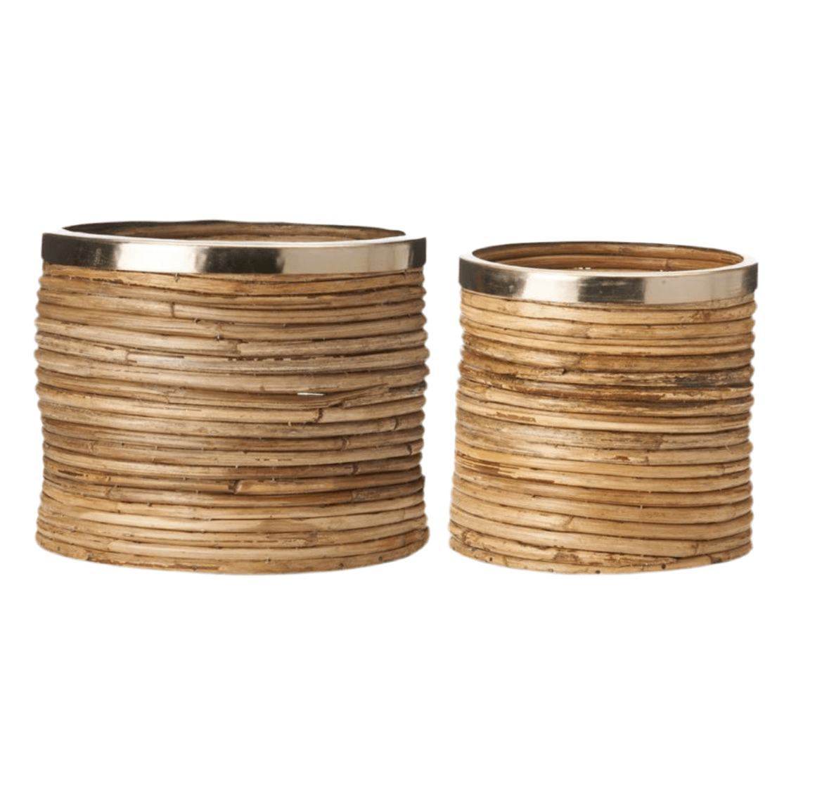 Bamboo Basket w/ Metal Rim Set - Chatsworth Boutique